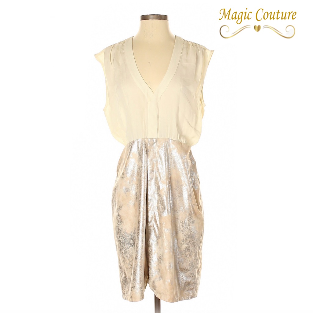 Aaron Ashe Silk & Metallic Faux Suede Dress